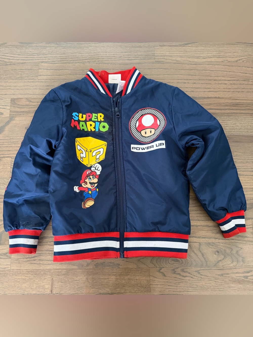 Nintendo Super Mario Navy Blue Jacket bomber boys 6/7